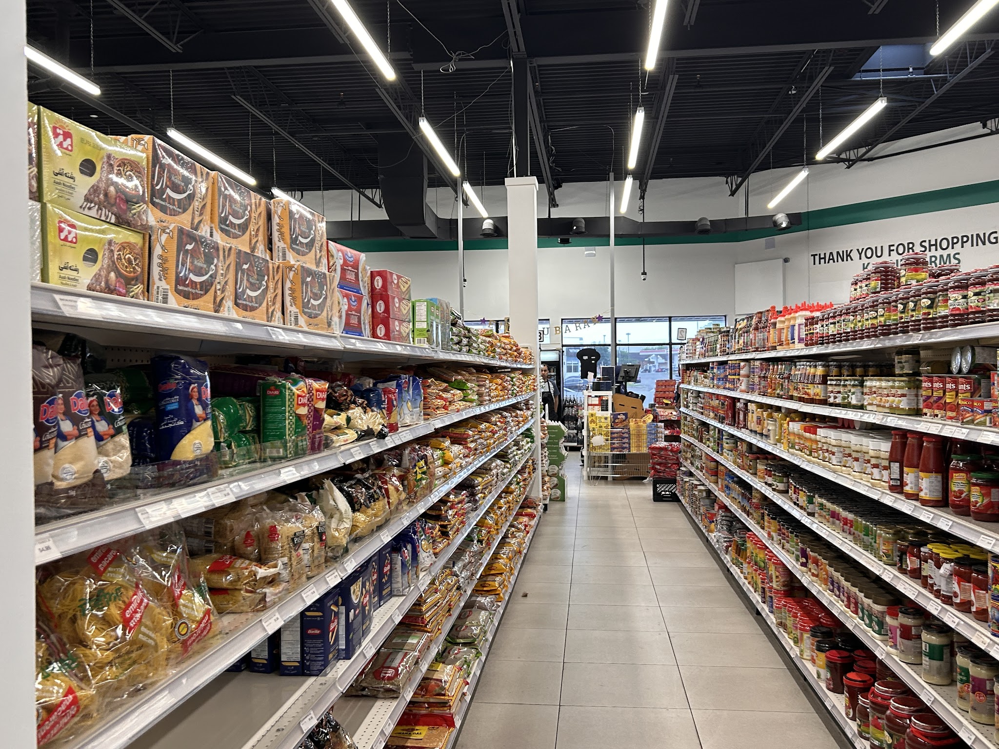 Well-stocked grocery aisles